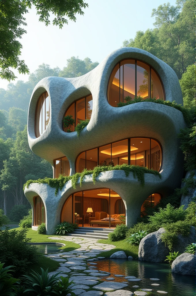 A house inspired by the concept of a chameleon But it should not be literal, Not just a discrete and subtle concept