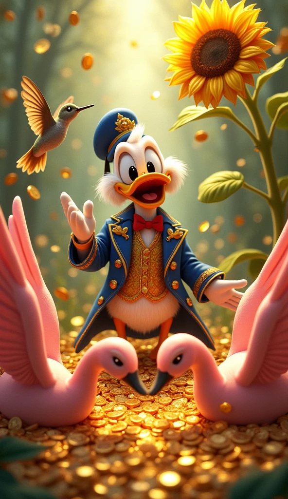 Archetypes:
Scrooge McDuck overflowing with money
Hummingbird
Sunflower
Two pink swans forming a heart 


