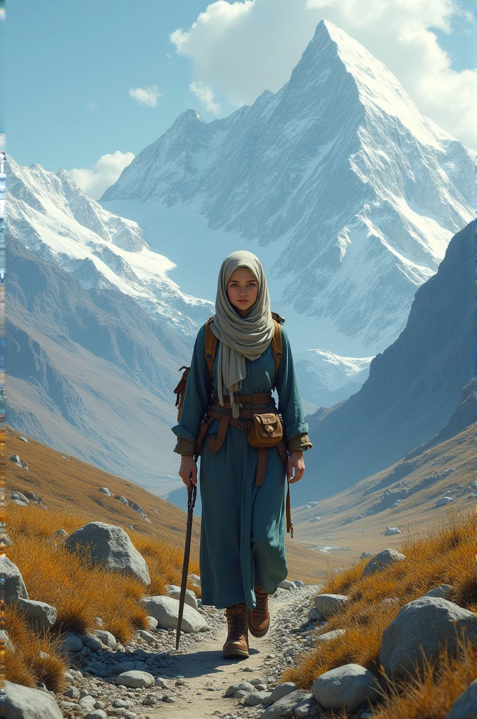 One women muslim trekking