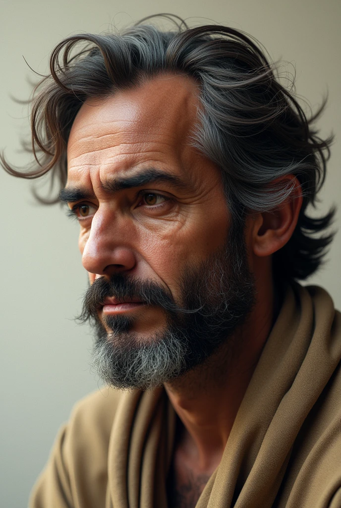 A man with a light beard, a simple mustache, thin hair, and Middle Eastern features.