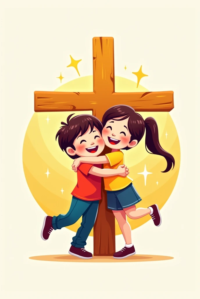 Create a Logo for Batang Kristyano with cross and kids