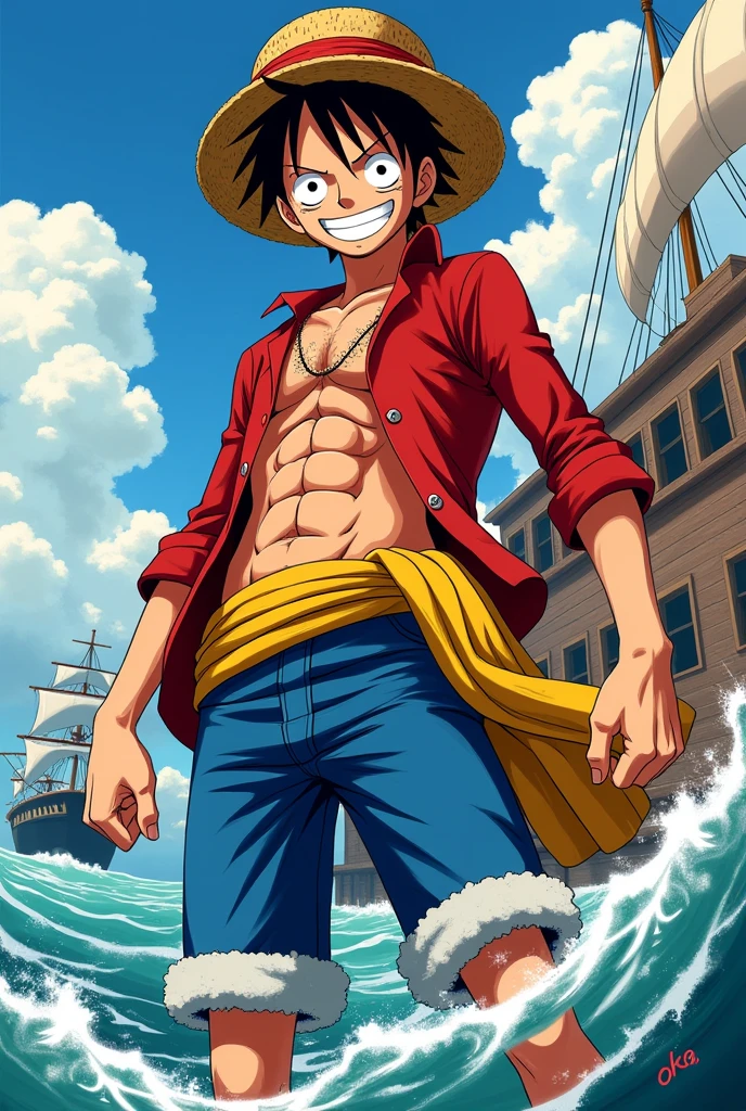 Um desenho do Luffy