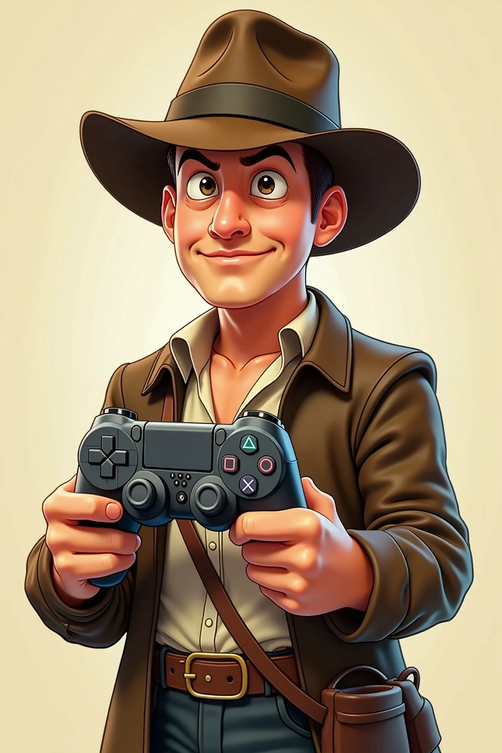 Animated SULICATE Logo of Indiana Jones wearing a Playstation controller