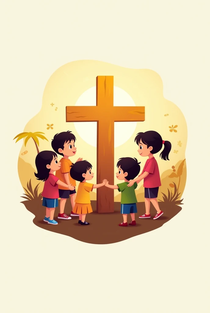 Create a Logo for Batang Kristyano with cross and kids