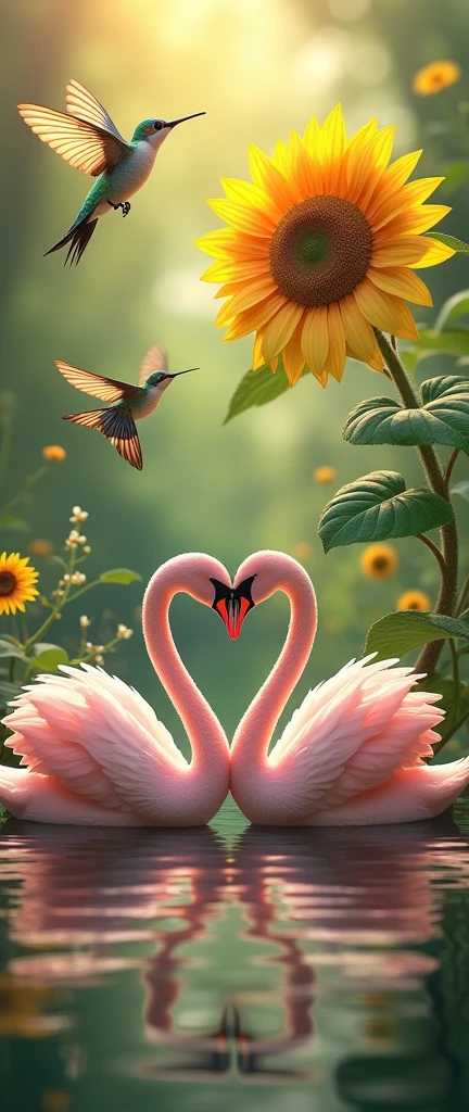 Archetypes:
Hummingbird
Sunflower
Two pink swans forming a heart as they approach 

