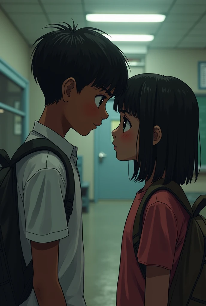 A sixth grade boy at school, dark-skinned with straight black hair, is in love with a dark-skinned girl with straight hair, but the boy is sad and afraid to tell her that he likes her.