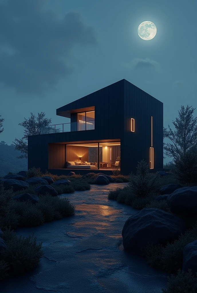 A house inspired by the concept of night
But not in a literal way, Not just a discrete and subtle concept
