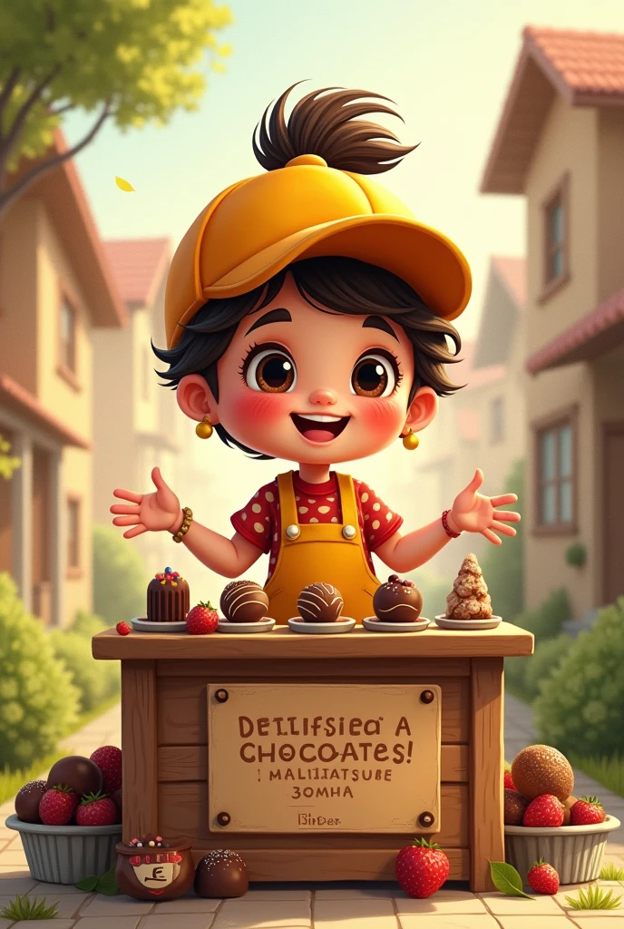 Drawing of a child selling chocolates
