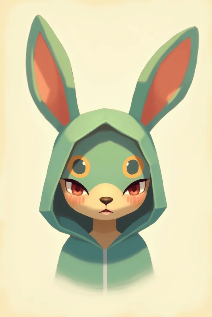 Create an image of the bunny hood from the Legend of Zelda: Majora's Mask that looks like a simple digital drawing.