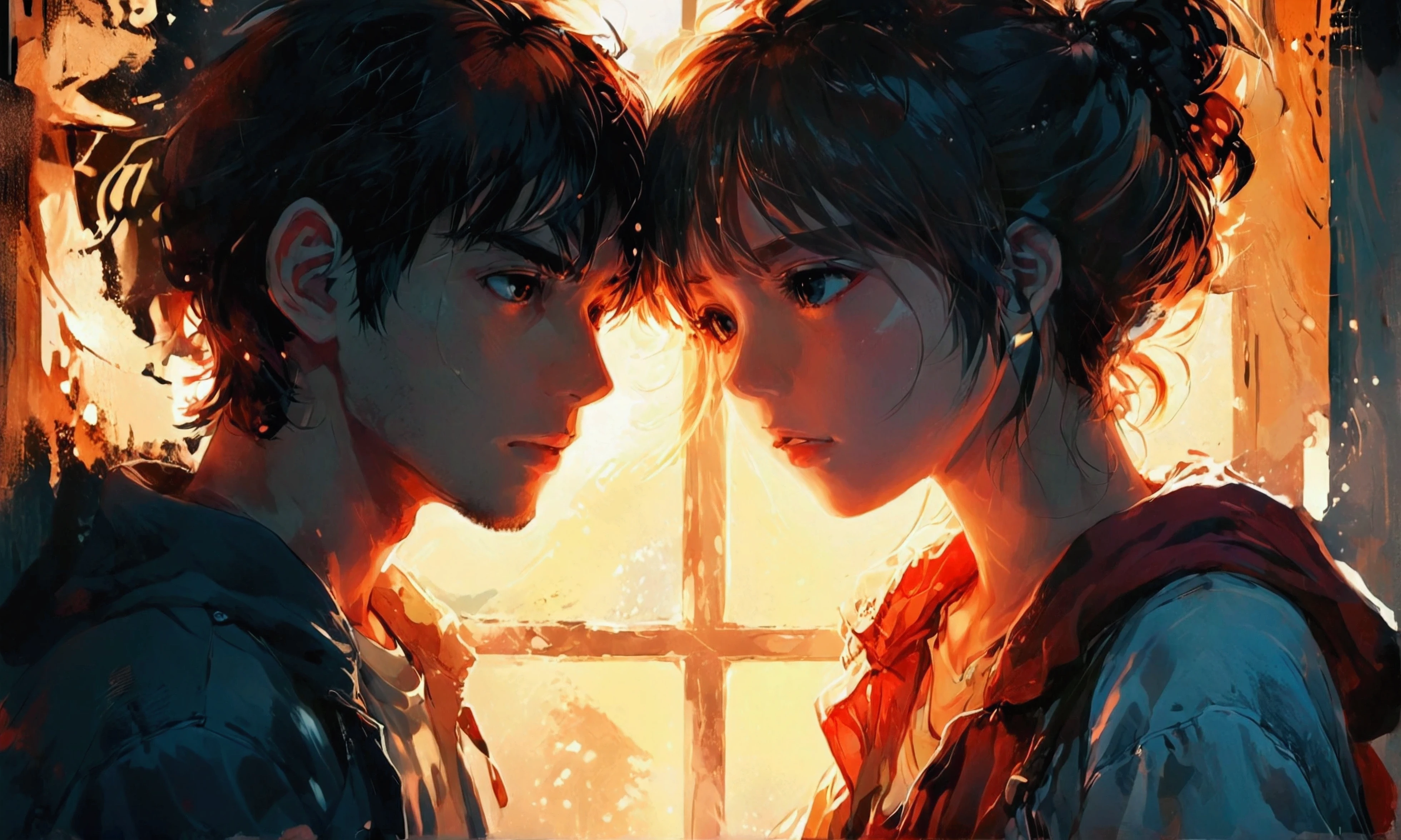 TWO YOUNG YOUNG PEOPLE DATING IN THE DARK ROOM manga style, manga style art, manga style art, manga style art, manga style