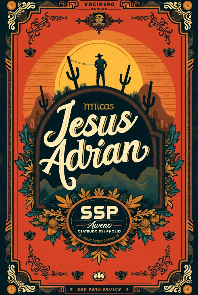You can generate some letters that say Jesus Adrian like that with a ranchero background and that says official record label SSP