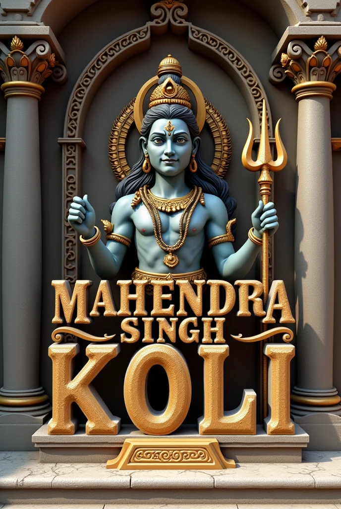 3D name MAHENDRA SINGH KOLI with lord bhagwaan shiv