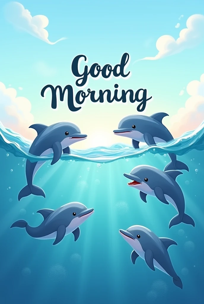 An image that says good morning and has to do with dolphins