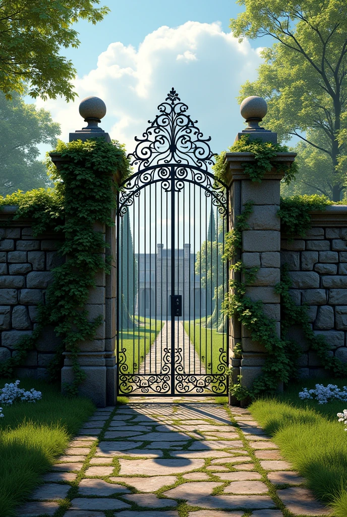 Wall with a gate in the middle.
