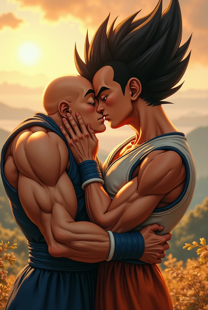 Vegeta kissing Krillin