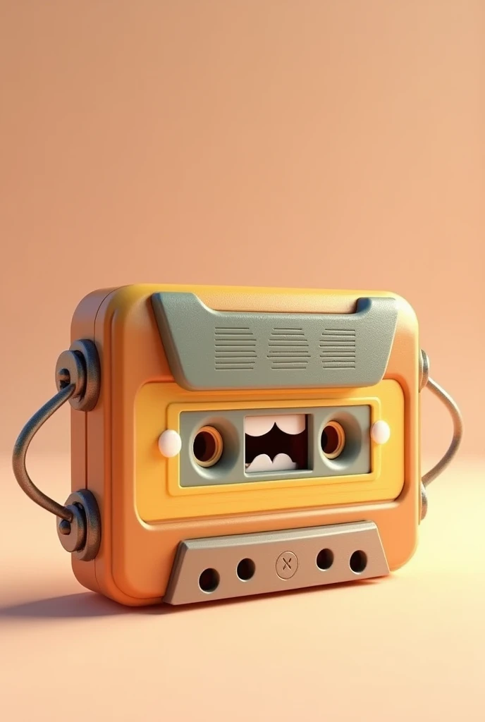 A 3D smiling cassette tape