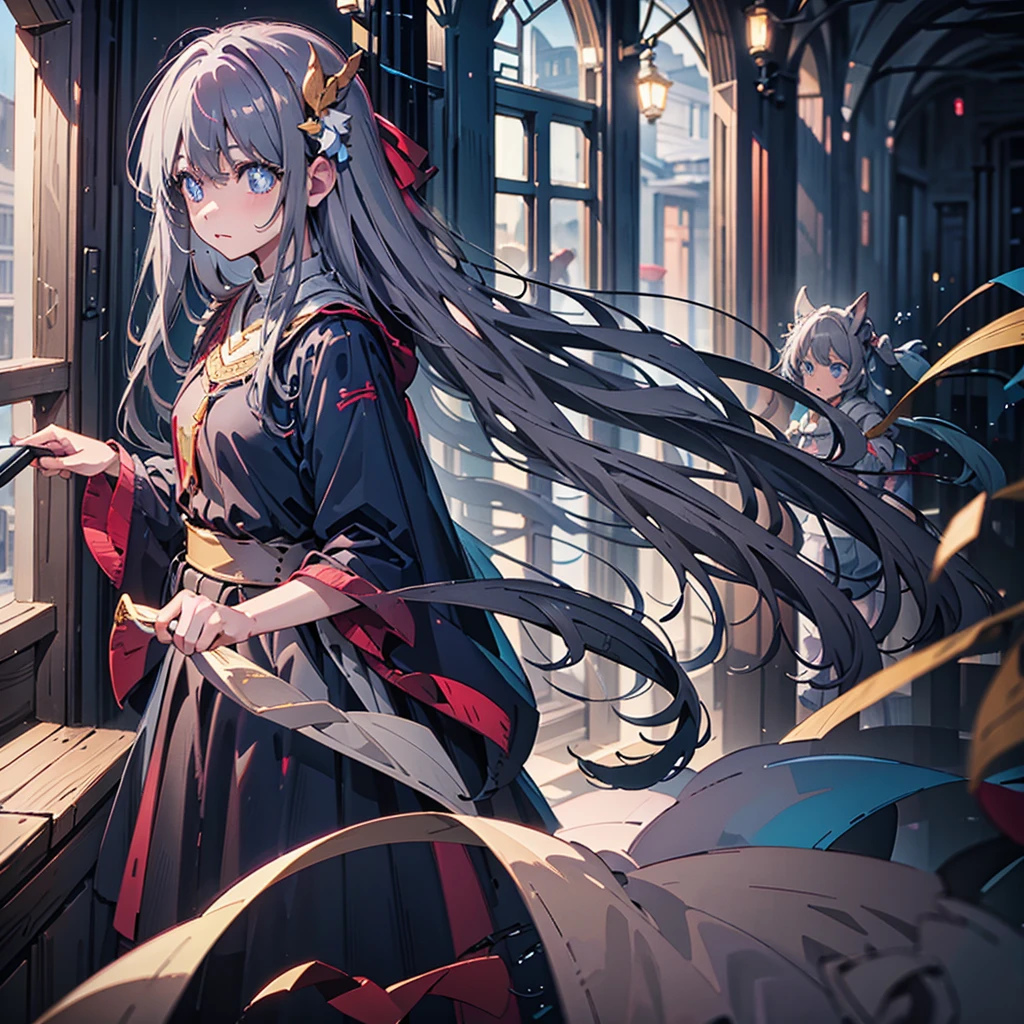 Masterpiece、Gray Hair、Long Hair、cute、Wizard