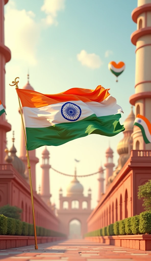 A 3d image of independence day 15 august with indian flag and tri color with creativity