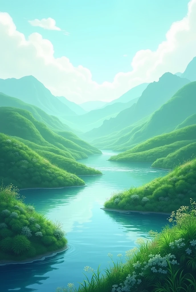 shades of green and blue