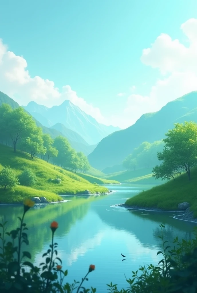 shades of green and blue
