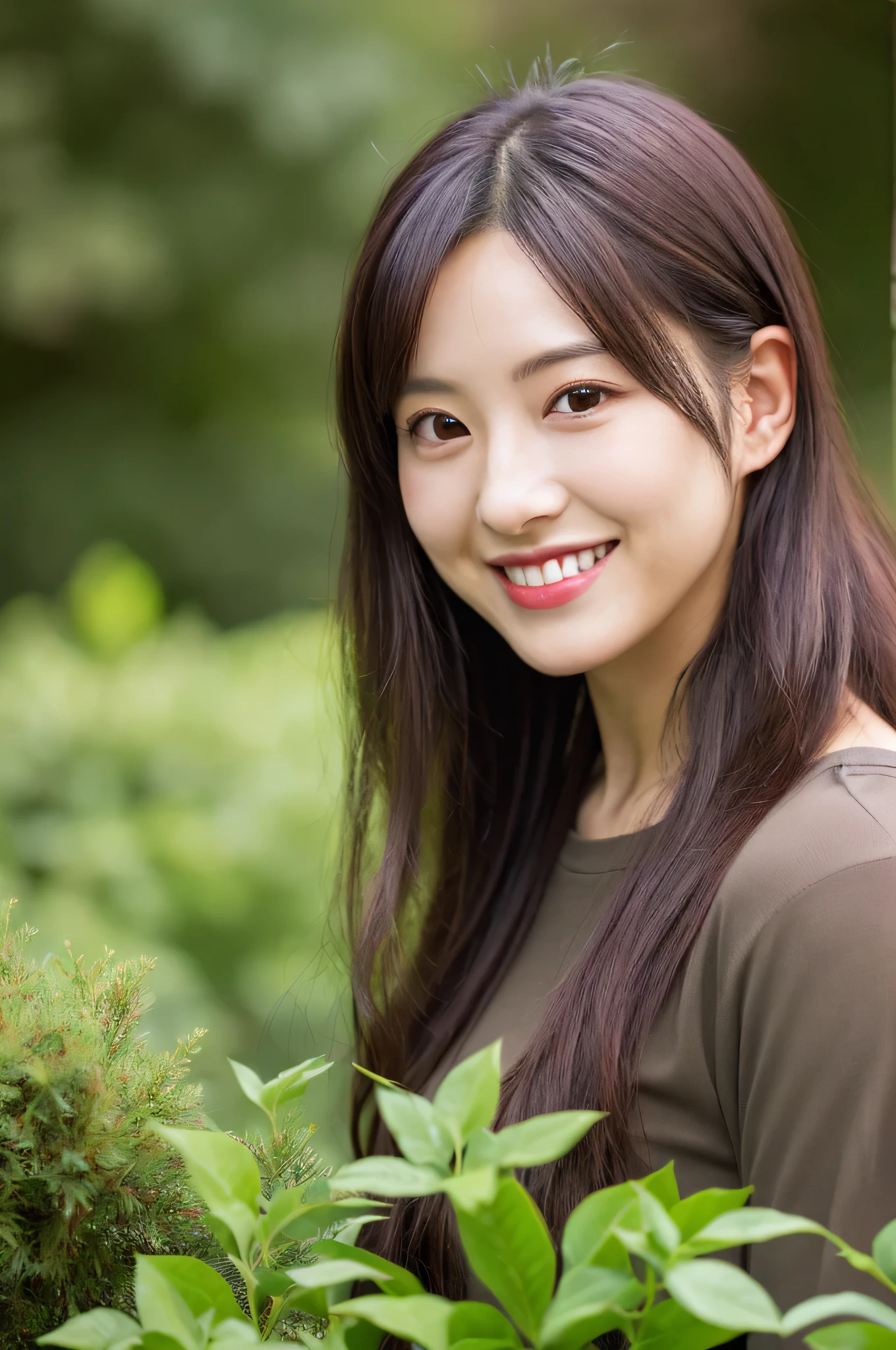 Minami Hamabe,(highest quality,16k,High resolution:1.2),Dark brown long hair,Girls in their 20s,Very detailed,One Girl,A beautiful 26 year old woman,(Minami Hamabe:1.3),(smile),garden,(high quality,ultra detailed,best quality,masterpice,4k,taken by nikon d750:1.0)