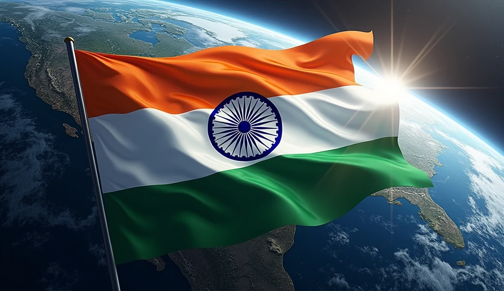 (Masterpiece highly detail) Indian flag on eath