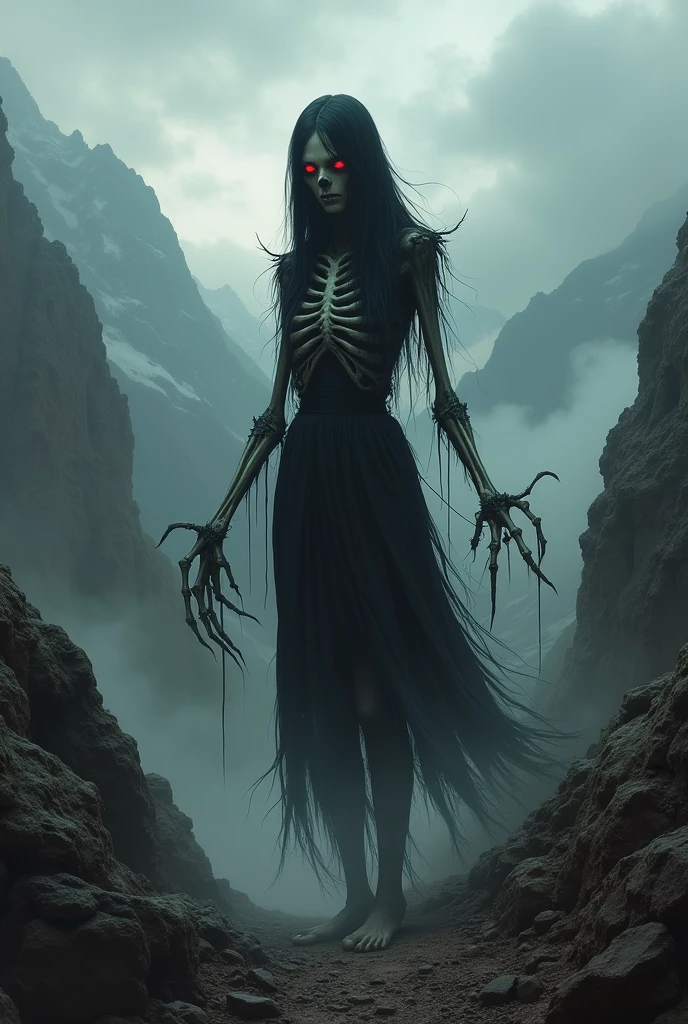 Lady Death sits relaxed under a bare tree, smiling darkly as she puffs on an intricately carved bone pipe. Swirls of smoke rise up, slowly enveloping her in a hazy shroud. Her pale skin and raven-black hair blend into the mist, so only her ominous grin is visible, icy blue eyes gleaming malevolently. The smoke takes sinister shapes, forming skulls, scythes and slithering serpents that circle around Lady Death's head before dissipating into the bleak gray sky. Though immersed in her own world, Lady Death radiates an aura of grim tranquility.
In the foreground, Lady Death sits with legs crossed under the skeletal tree, leaning casually against the barkless trunk. Her black armor and tattered cape drape around her lithe body. In her claw-like hand she holds the carved pipe, its bowl emitting steady smoke that rises in tendrils. Lady Death's eyes are closed lightly, face peaceful yet darkly satisfied.
As the smoke dances, it transforms into macabre symbols around her. A serpent coils left, a scythe slashes right, a skull looms overhead. The smoke swirls higher into the gloomy sky, forms blending into haze. Faint light filters through twisted branches, illuminating Lady Death's malevolent face. Though enveloped in smoke, she emanates morbidity and contentment, lost in her own grim world.