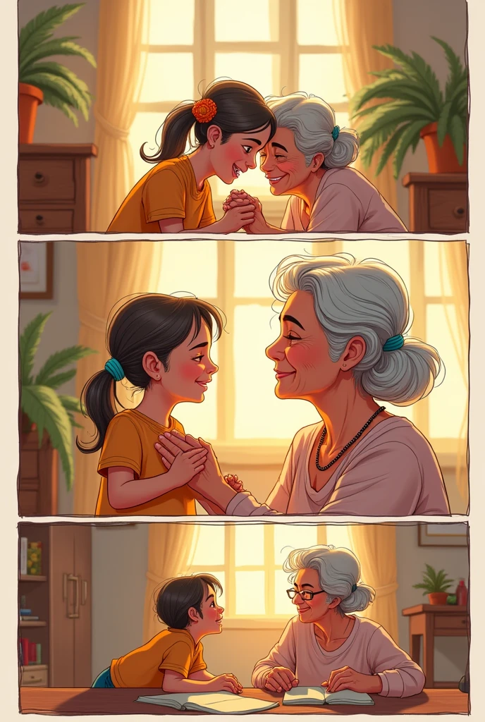 A comic strip in Spanish about how my grandmother is my hero 