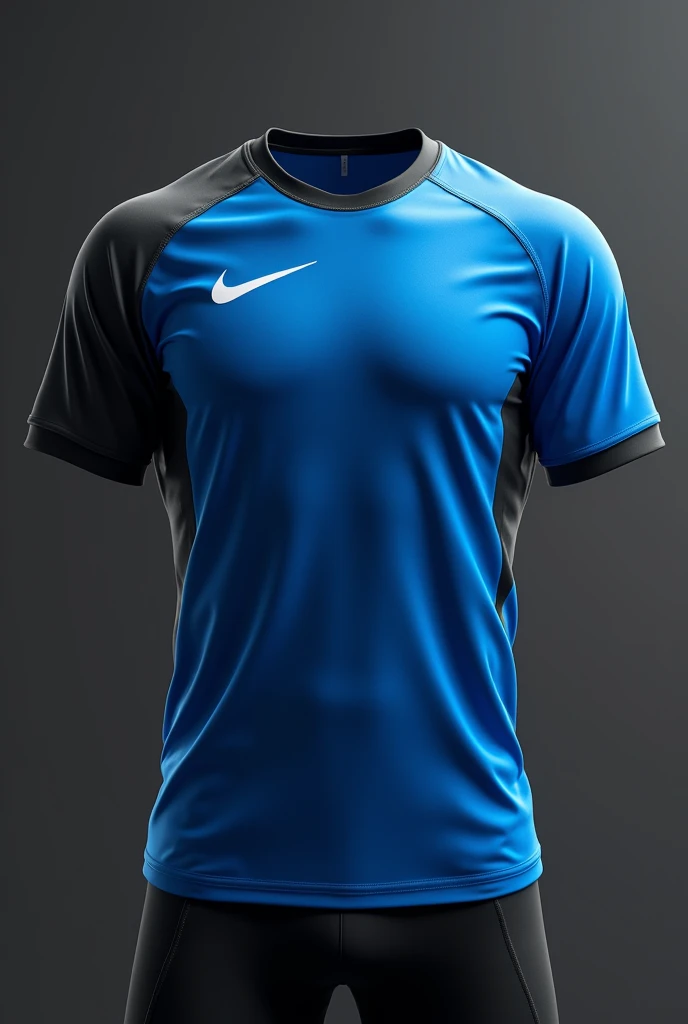 Create a sports shirt for the gym in blue and black colors