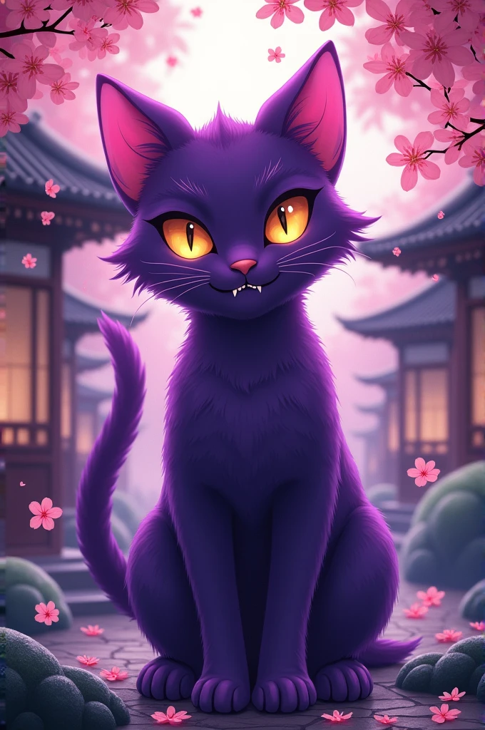 Purple Japanese Bakeneko