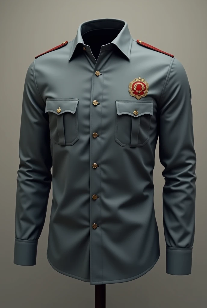 A long-sleeved employee shirt in gray with the KGB writing on the small chest side