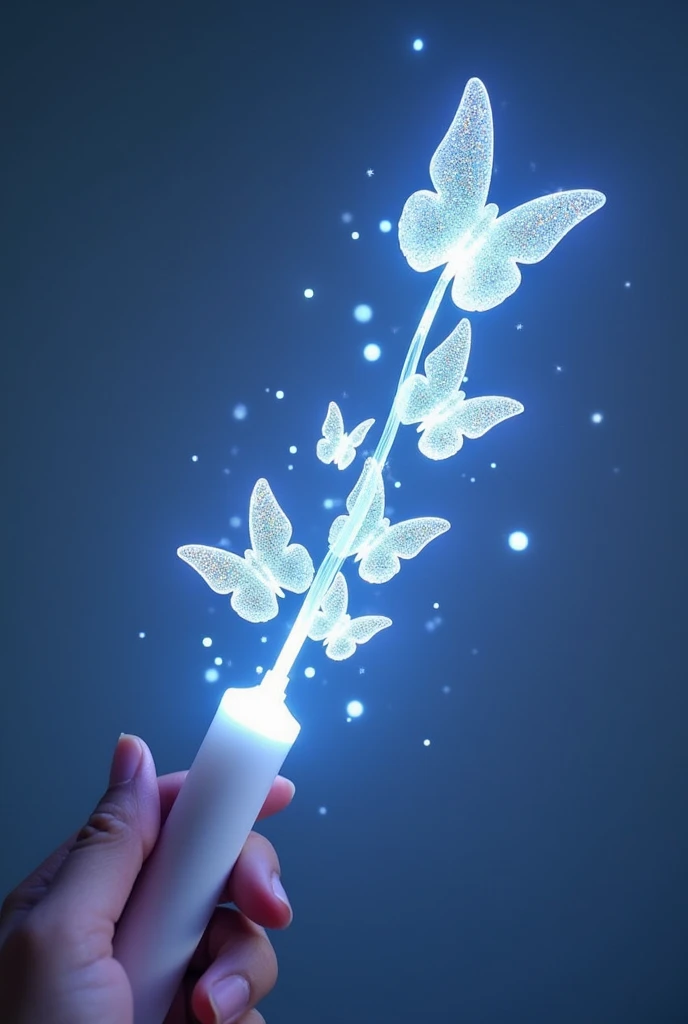 Kpop LightStick Detailed White Cable Glitter Butterfly Shapes with Case on Side 