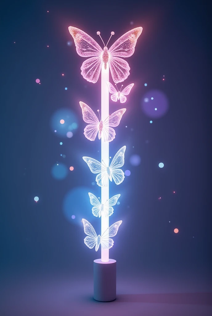 Kpop LightStick Detailed White Cable Glitter Butterfly Shapes with Case on Side