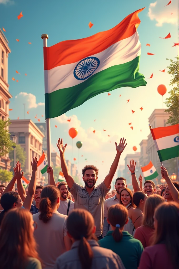 Happy independence day with flag