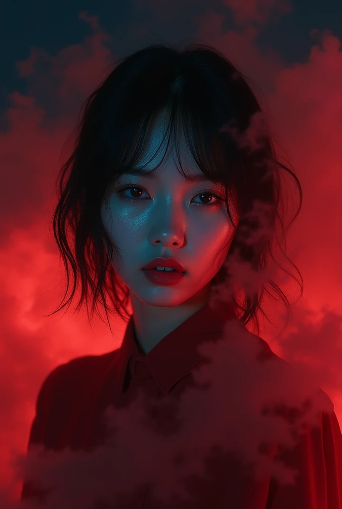 Beautiful iu pic
Background black sky with red cloud