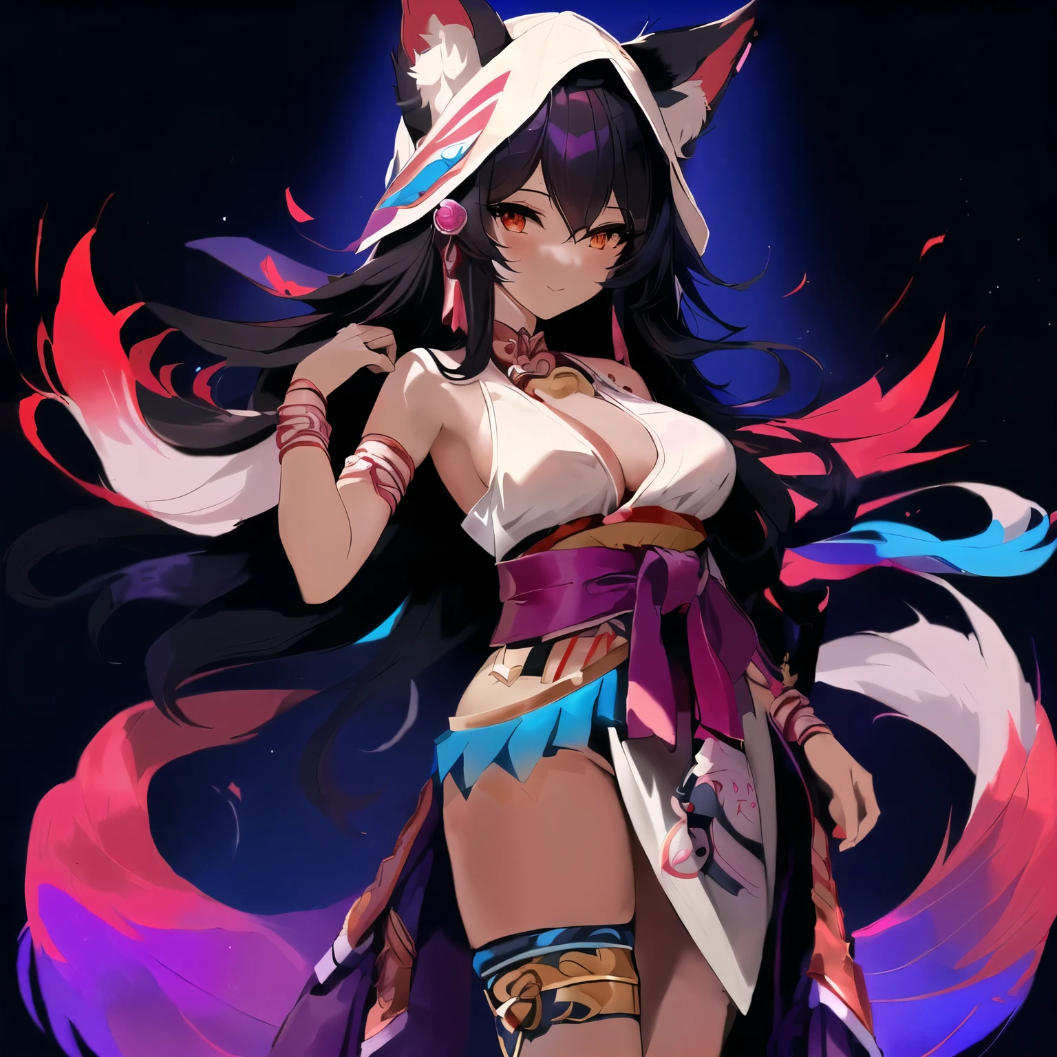 anime girl with long hair and a cat ears and a white top, ahri, a beautiful kitsune woman, fox nobushi, beautiful anime catgirl, dark fox mage, anime style 4 k, portrait of ahri, onmyoji detailed art, ahri from league of legends, anime moe artstyle, kitsune, anime catgirl, onmyoji