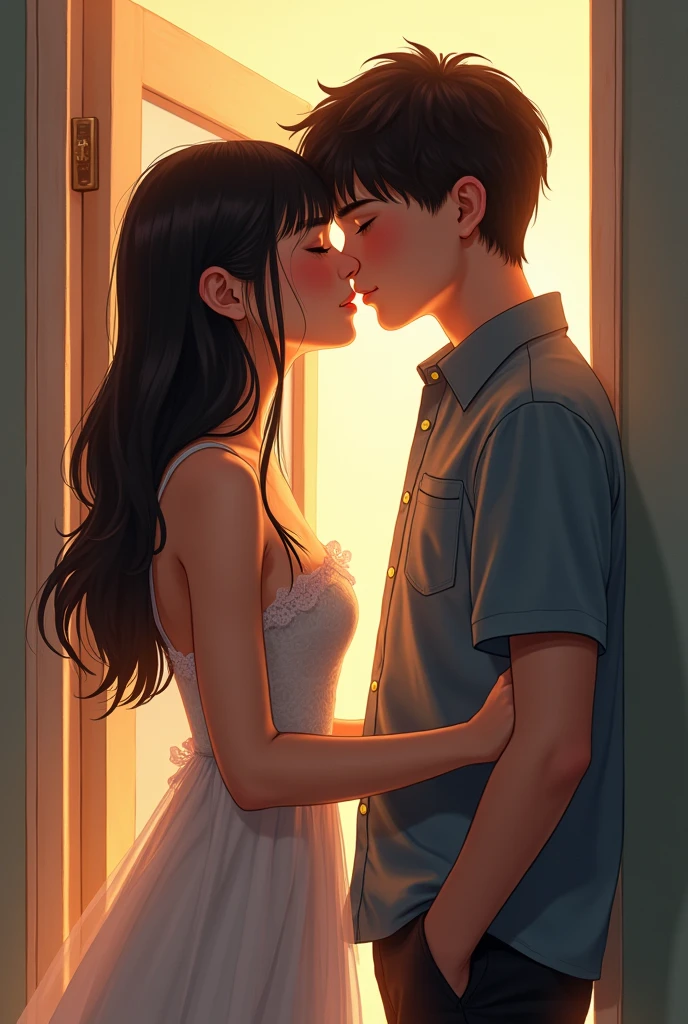 A sixth-grade boy in school, brunette with straight black hair, is in love with a brunette girl with straight hair, but he is sad and afraid to tell her he likes her and is crying. But even so, he says he likes her, and they start dating. Later, in their junior year of high school, the girl introduces her new boyfriend to her father, and her father loves that his daughter is dating the boy. They share their first kiss, a romantic, very demonstrative and French kiss that is shown a lot in the image. They went to the room and she, with a lot of boldness, takes off her clothes.