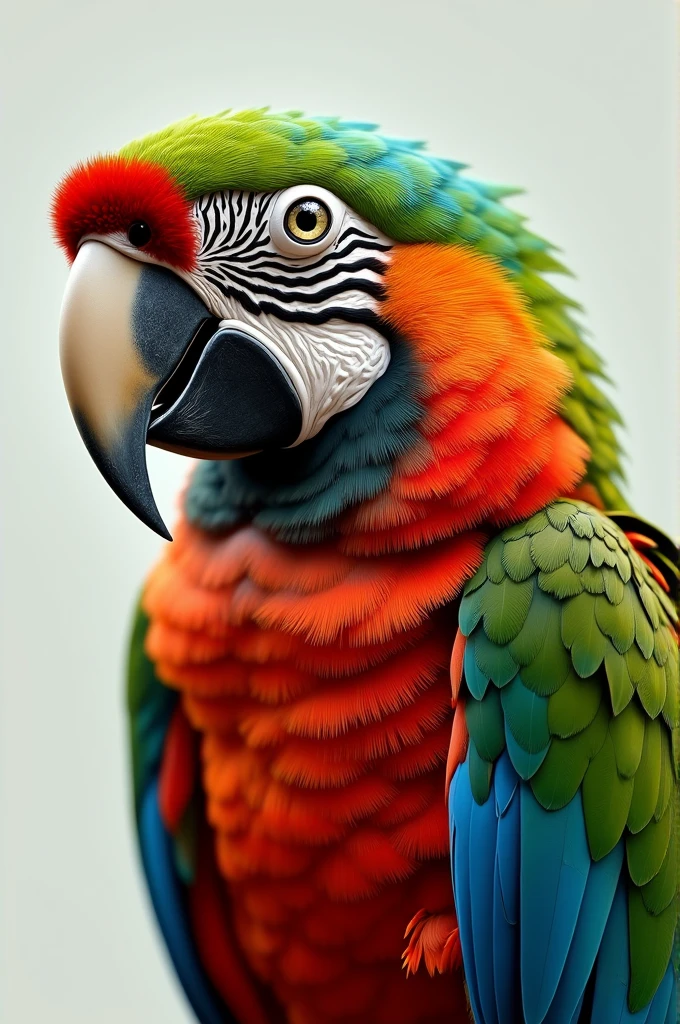 A close-up of a naked parrot