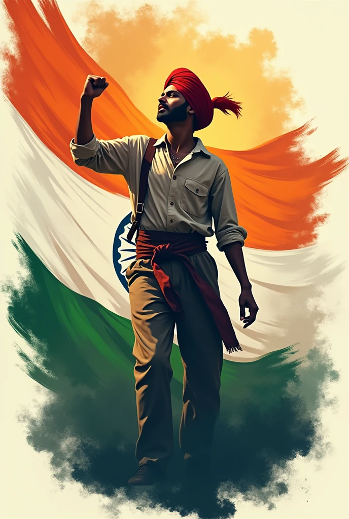 create a professional logo named "vande matrm" an indian tricolor and keep him singing Bhagatsingh in a india