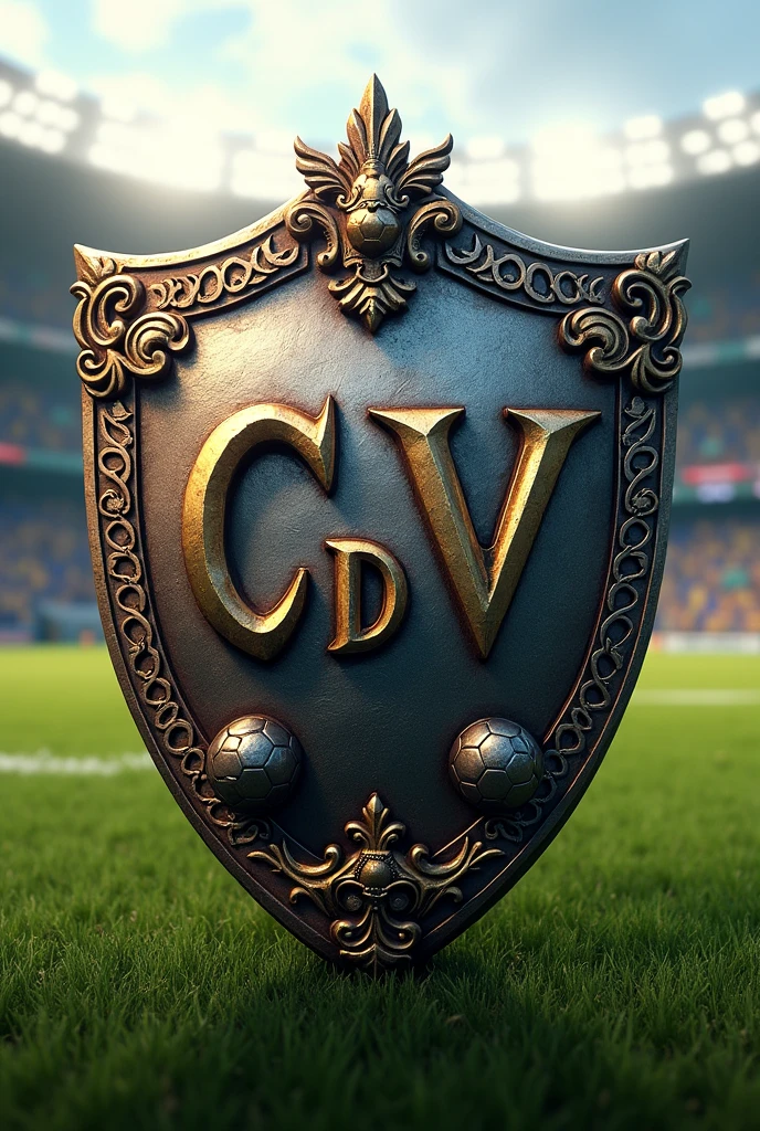 Soccer shield that has C D V