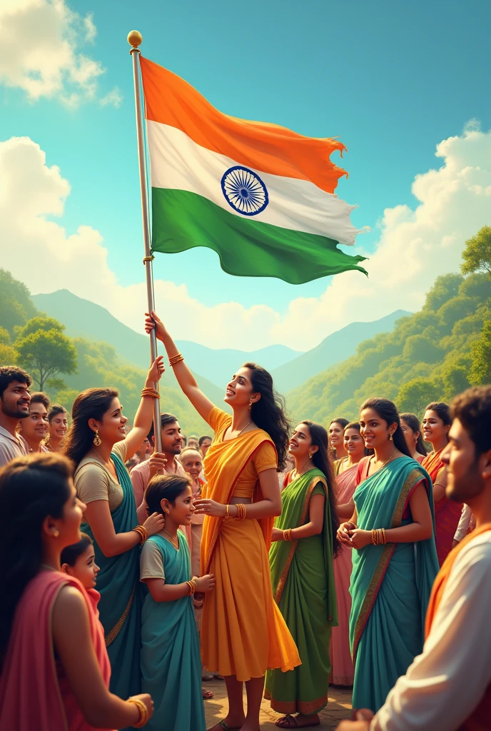 Read best image for Indian Independence day with a beautiful quote. With  with flag and all cast of human being women's Children's and mens