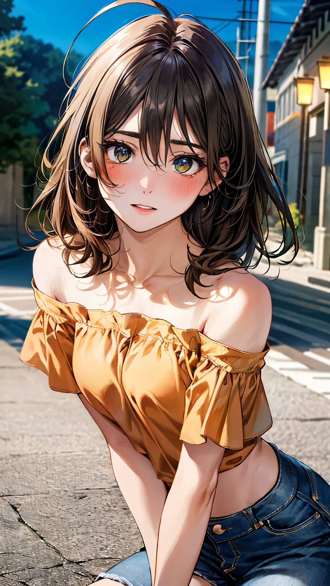 (masterpiece:1.2, highest quality), (woman１name:1.6)(realistic, photorealistic:1.4), beautiful illustrations, (natural side lighting, movie lighting), 
looking at the viewer, face focus, Upper body, woman1name, Japanese, perfect face, perfect body, Cute symmetrical face, shiny skin, baby face, medium breasts:1.4
((high ponytail:1.4, light brown hair, long hair)), hair between eyes, emerald green eyes, seductive thighs, thin, 
beautiful hair, beautiful face, thin and beautiful eyes, beautiful clavicle, beautiful body, beautiful breasts, beautiful thighs, beautiful feet, beautiful fingers, 
((casual clothes:1.7 )), 
(beautiful scenery, evening, garden, cute smile),