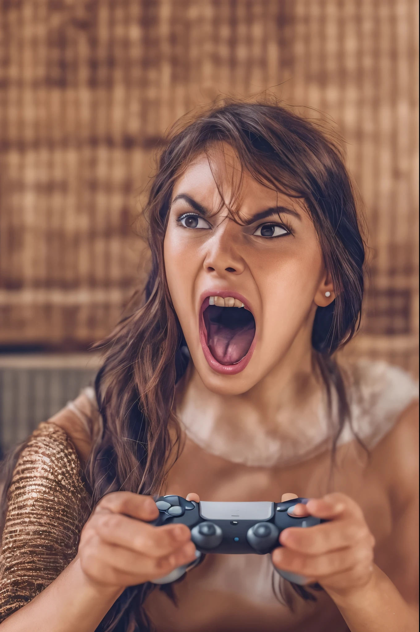 screaming woman at video game