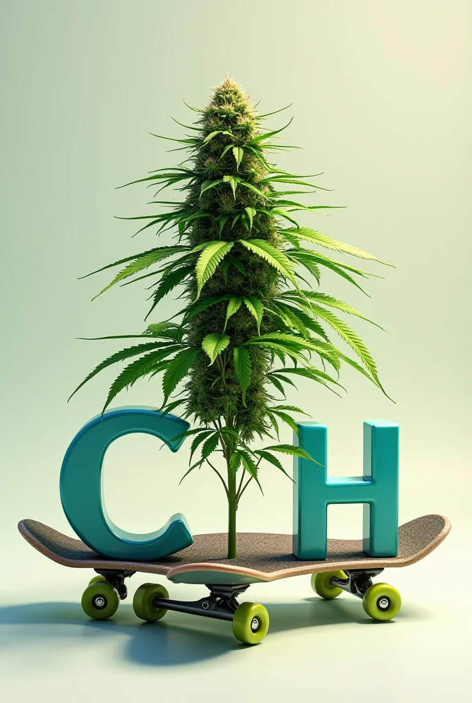 Can you create a marijuana weed on a skateboard with the letters CH