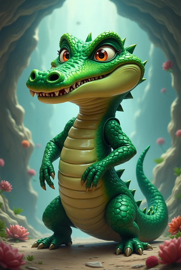 An alien disguised as an animated crocodile to draw 