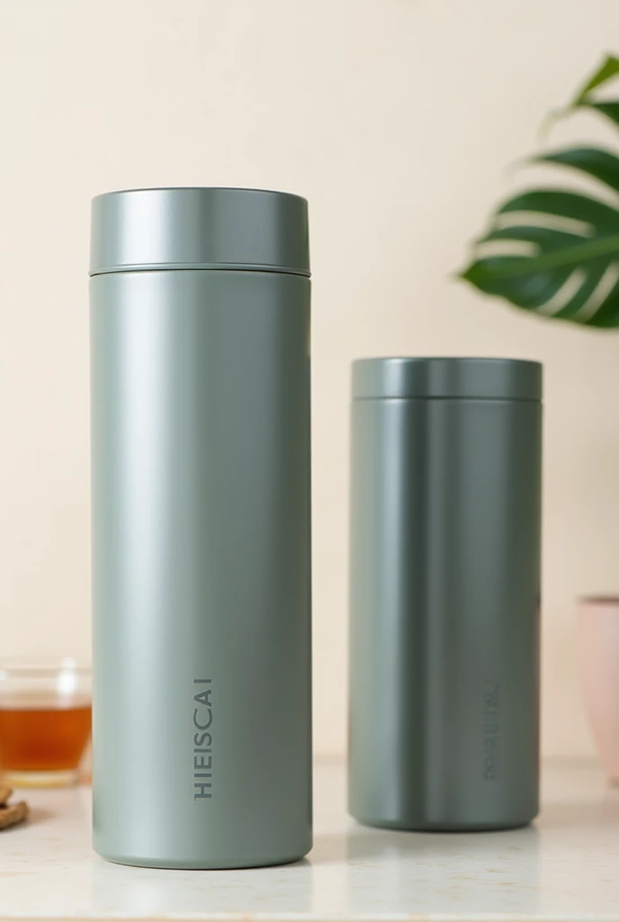 Thermos for drinks with two different compartments for two different drinks in the same container, I need the division to be clearly visible
