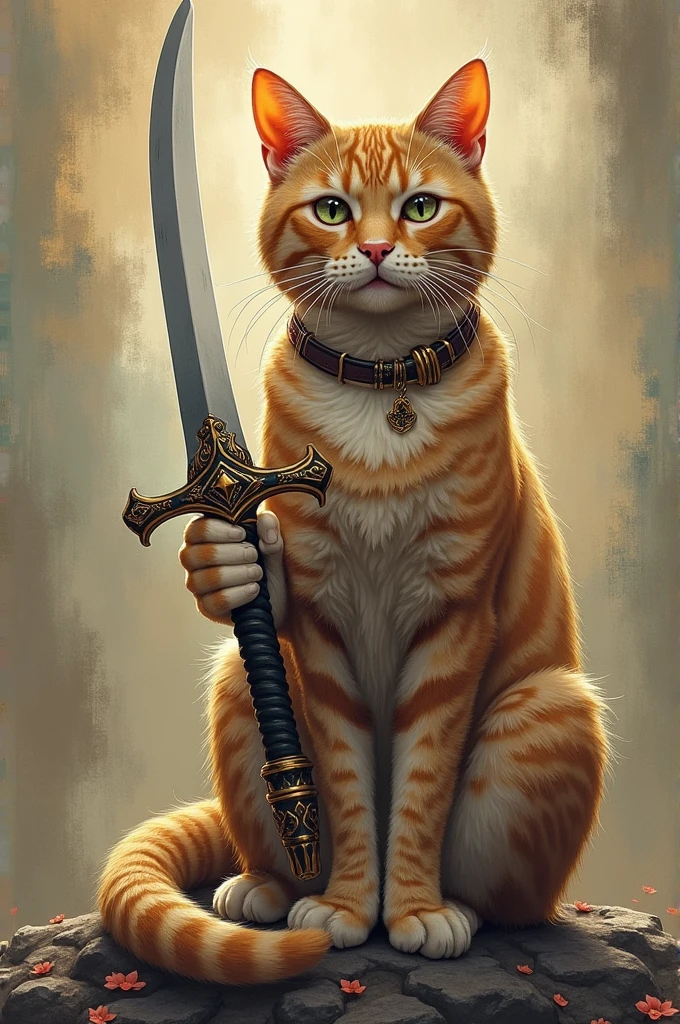 A sword with a cat design