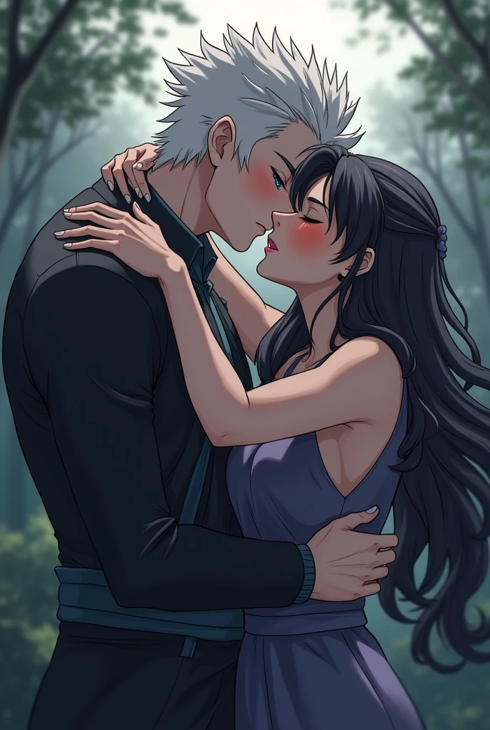 Jujutsu Kaisen characters:
Gojo Satoru and Ijichi Kiyotaka kissing