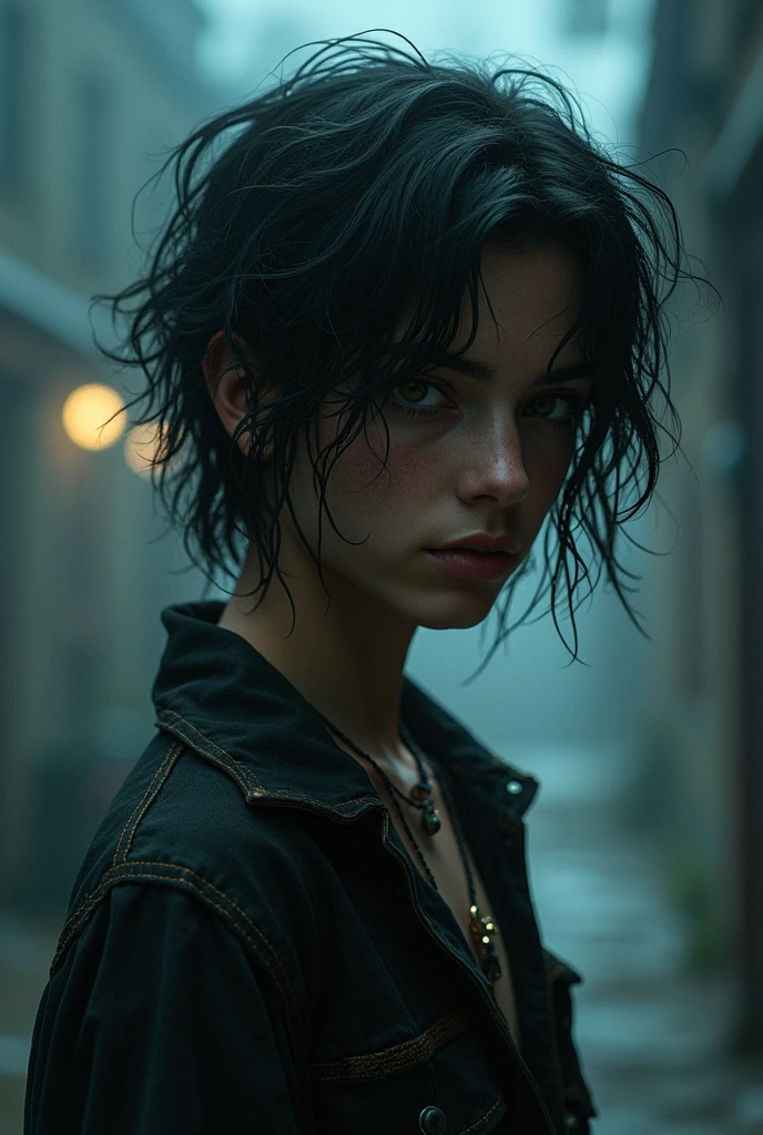 Young Brazilian alternative grunge style human with normal clothes fascinated by Greek mythology and supernatural creatures, deep connection with the dark forces of the night, Horror and mystery RPG set in modern times, the basic image, occultist