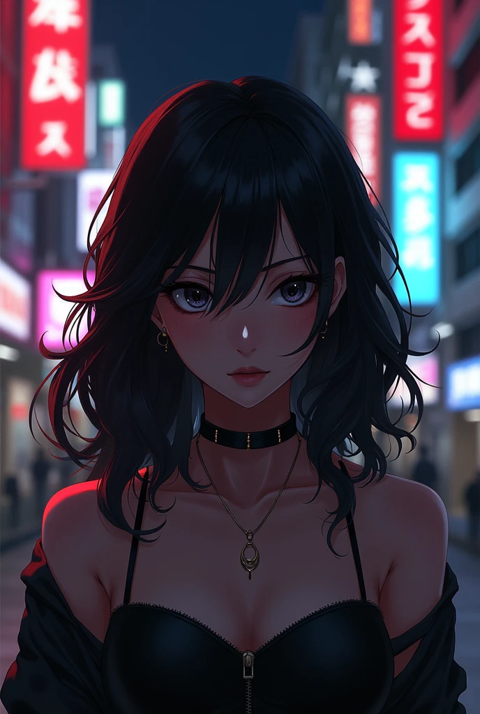 a brunette woman with curly hair, Arabic and Latin, tanned with black eyes, dans l’anime tokyo ghoul